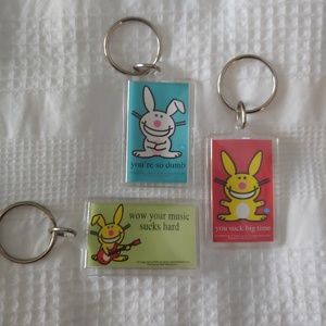 Happy Bunny Key Chains, set of 3. New, never used.